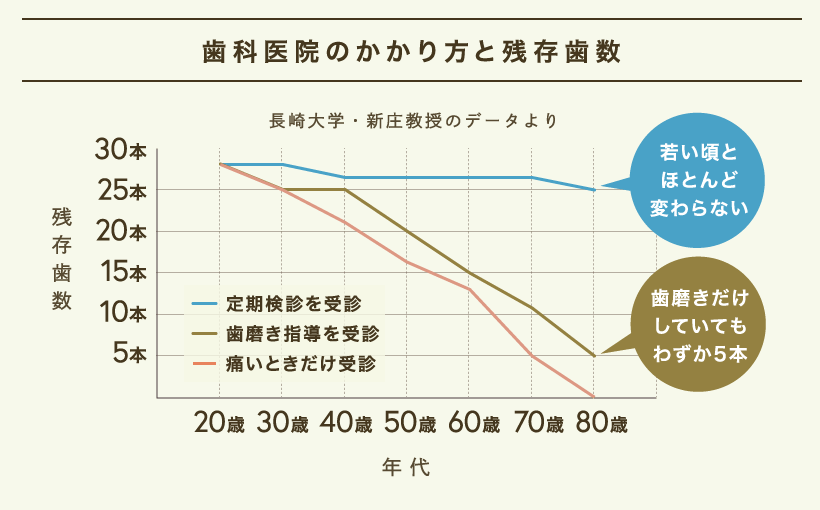 歯科医院のかかり方と残存歯数